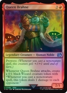 mtg final fantasy queen brahne [FINAL FANTASY] create a 0/1 black Wizard creature token with Whenever you cast a noncreature spell Queen Brahne (Card) | EDHREC